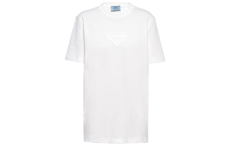 Order (Women) PRADA SS22  White Logo Patch Short-Sleeve T-Shirt. 35838-10YI-F0009-S-161