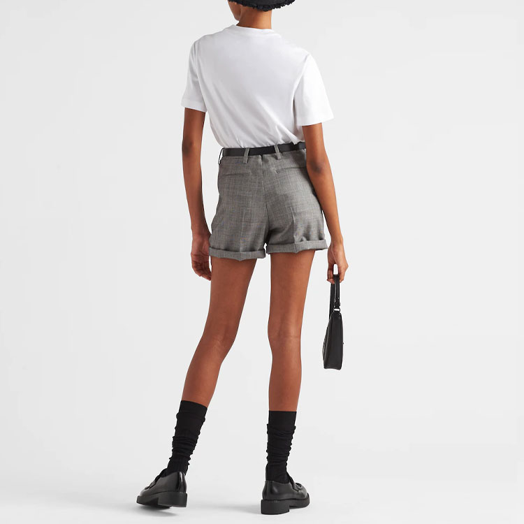 Shop (Women) PRADA SS22  White Logo Patch Short-Sleeve T-Shirt. 35838-10YI-F0009-S-161