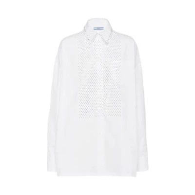 (Women) PRADA SS22 White Long Sleeve Sunscreen Shirt with Chest Pocket. P449FR-10CI-F0009-S-221