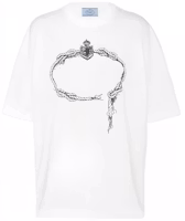 (Women) PRADA SS22 White Printed Loose Fit Crew Neck Casual T-Shirt 3558A-10M0-F0009-S-211 (Women) PRADA SS22 White Printed Loose Fit Crew Neck Casual T-Shirt 3558A-10M0-F0009-S-211