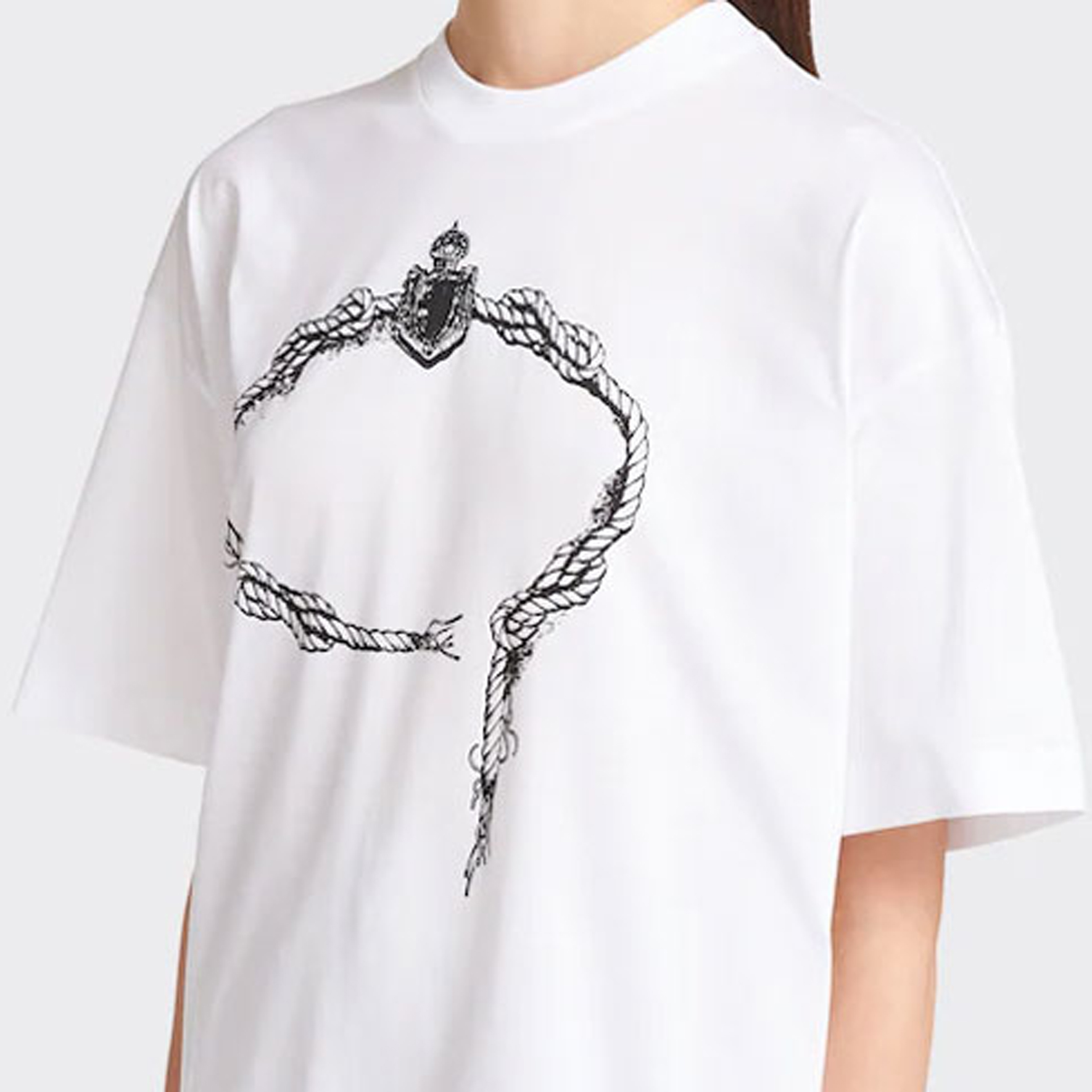 Details for (W) PRADA SS22 Camiseta Casual Blanca Estampada Cuello Redondo Holgada. 3558A-10M0-F0009-S-211
