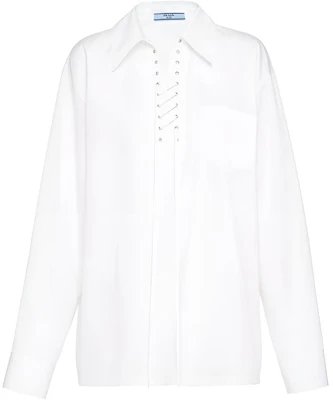 (W) PRADA SS22 Camisa Blanca con Lazada Frontal y Protección Solar. P983I-1XV2-F0009-S-221 Buy (W) PRADA SS22 Camisa Blanca con Lazada Frontal y Protección Solar. P983I-1XV2-F0009-S-221