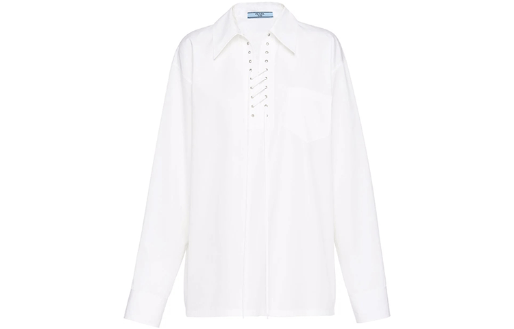 Order (W) プラダ SS22 ホワイト 無地 フロントタイアップ UVカット シャツ. P983I-1XV2-F0009-S-221