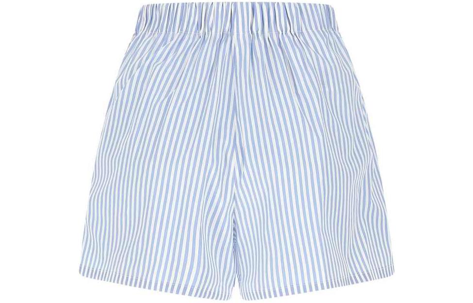 Lookbook (W) 普拉达 SS22 蓝色条纹标志印花松紧腰休闲短裤 女款. P219GR-S-22-1-1UXT-F0076