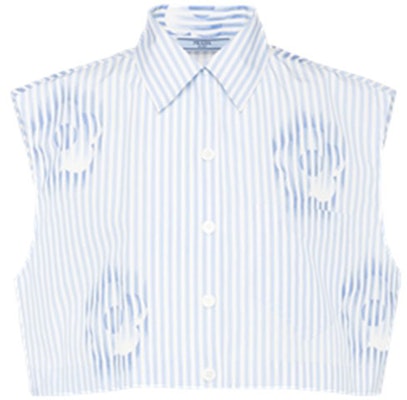 (Women) PRADA SS22 Floral & Striped Print Sleeveless Poplin Shirt Women’s Light Blue P456F-10MY-F0076-S-221 Order (Women) PRADA SS22 Floral & Striped Print Sleeveless Poplin Shirt Women’s Light Blue P456F-10MY-F0076-S-221