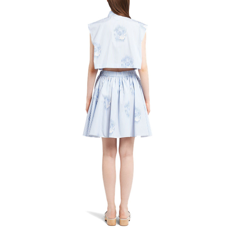 Shop (W) PRADA SS22 花卉條紋無袖棉質襯衫 女款淺藍色 P456F-10MY-F0076-S-221