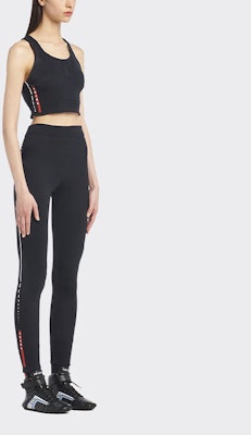 (W) プラダ SS22 リネアロッサ ブラック ニットレギンス ストライプ&ロゴプリント付き 122056-1YCE-F0967-S-211 Purchase (W) プラダ SS22 リネアロッサ ブラック ニットレギンス ストライプ&ロゴプリント付き 122056-1YCE-F0967-S-211