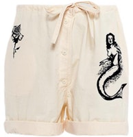 (Women) PRADA SS22 Mermaid Print Canvas Shorts Beige Casual Shorts. P225G-10M6-F0304-S-221 (Women) PRADA SS22 Mermaid Print Canvas Shorts Beige Casual Shorts. P225G-10M6-F0304-S-221