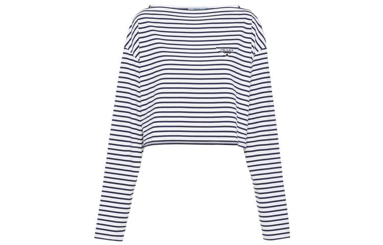 (Women) PRADA SS22 Striped Jersey Long Sleeve T-Shirt Women’s Blue 34628-103J-F0UB0-S-221