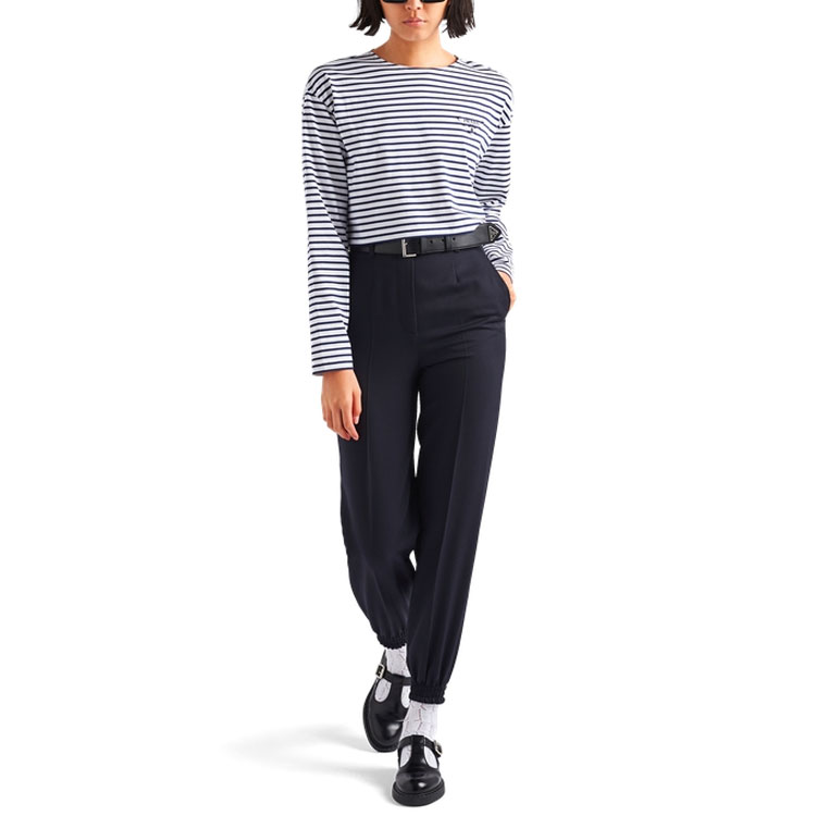 Lookbook (W) PRADA SS22 藍色條紋長袖T恤 女款 34628-103J-F0UB0-S-221