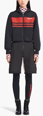 (W) 普拉达 SS22 条纹标志印花纯色连帽外套 女士 黑色 138598-10QM-F0002-S-212 Lookbook (W) 普拉达 SS22 条纹标志印花纯色连帽外套 女士 黑色 138598-10QM-F0002-S-212