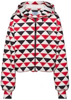 (Women) Prada SS22 Triangle Print Red Hooded Jacket for Women 138599-10QL-F0X5N-S-212 (Women) Prada SS22 Triangle Print Red Hooded Jacket for Women 138599-10QL-F0X5N-S-212