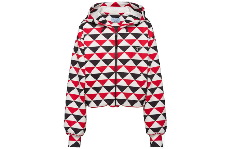Order (Women) Prada SS22 Triangle Print Red Hooded Jacket for Women 138599-10QL-F0X5N-S-212