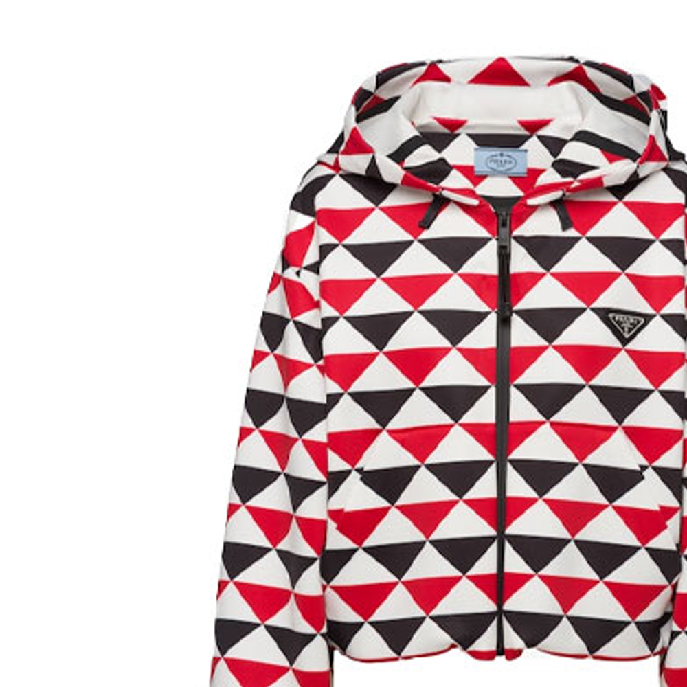Details for (Women) Prada SS22 Triangle Print Red Hooded Jacket for Women 138599-10QL-F0X5N-S-212