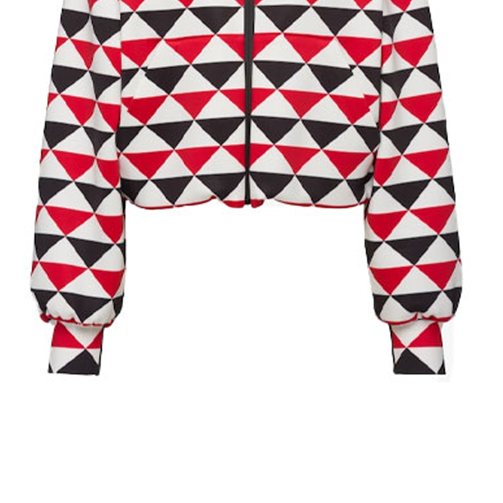 Sizing (Women) Prada SS22 Triangle Print Red Hooded Jacket for Women 138599-10QL-F0X5N-S-212