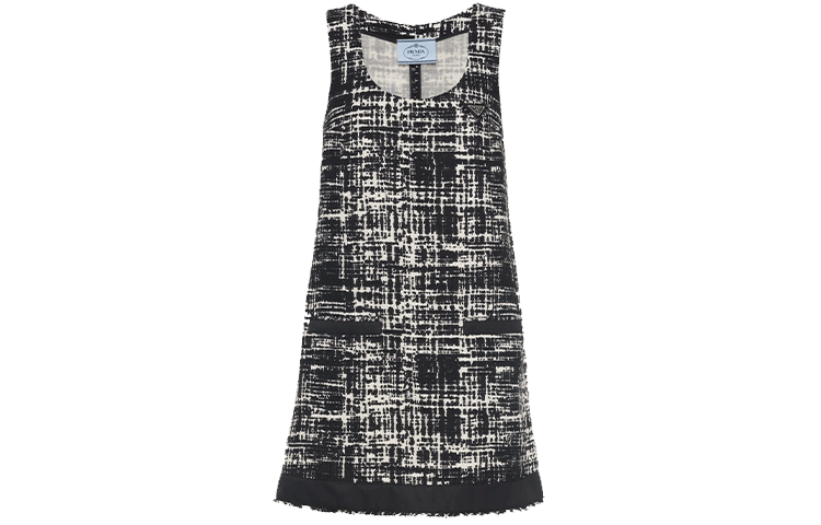 Order (W) Vestido Mini Sin Mangas Tweed Marfil PRADA SS22 Moda. P3G46-10FV-F0A72-S-221