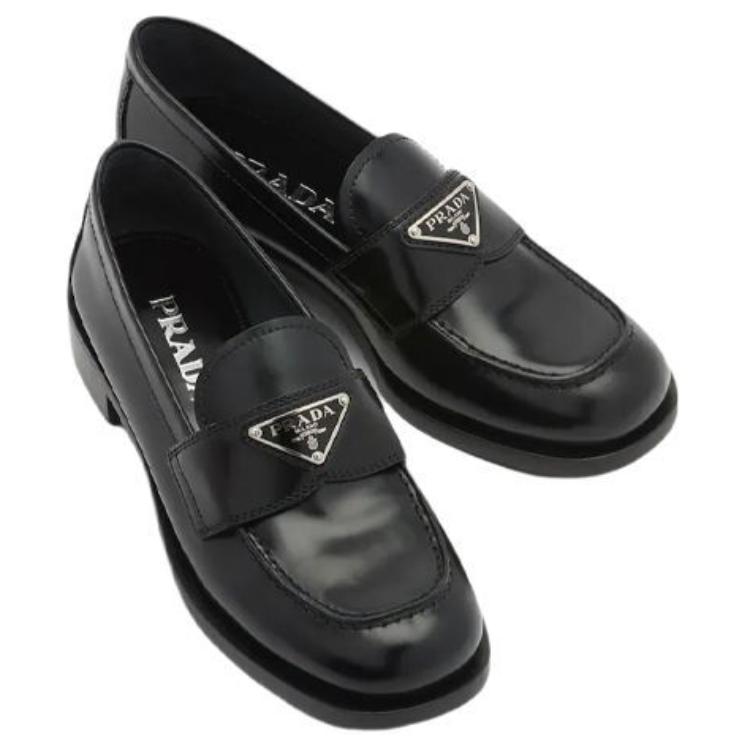 Purchase (W) Prada SS22 Kasut Loafer Kulit Hitam Tanpa Lapisan 1D238M_055_F0002_F_020