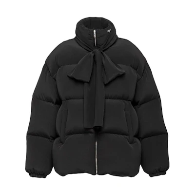 (Women) PRADA SS23 Black Logo Cotton Scarf Jacket. 292051-11C3-F0002