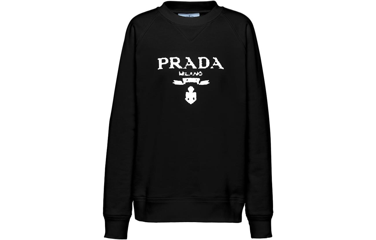 Order (W) Sudadera Negra PRADA SS23 Logo Estampado Cuello Redondo Manga Larga. 134631-1ZT7-F0967-S-202