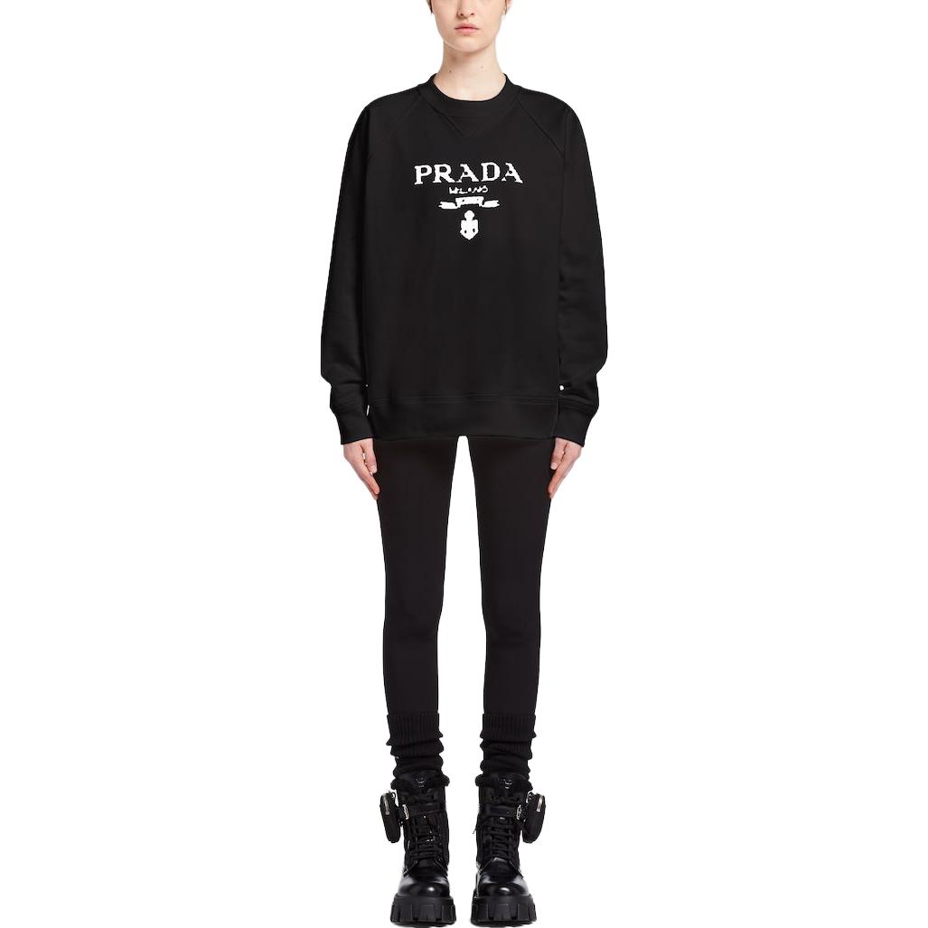 Lookbook (W) Sudadera Negra PRADA SS23 Logo Estampado Cuello Redondo Manga Larga. 134631-1ZT7-F0967-S-202