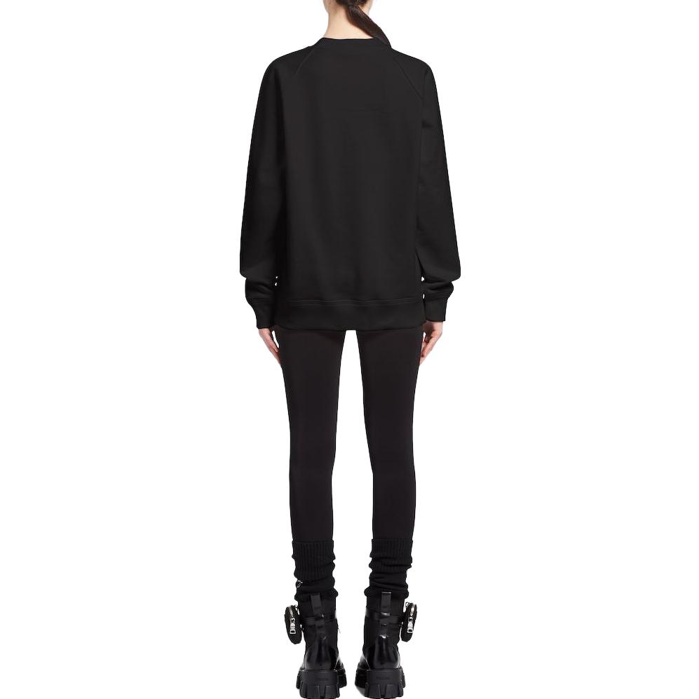 Shop (W) Sudadera Negra PRADA SS23 Logo Estampado Cuello Redondo Manga Larga. 134631-1ZT7-F0967-S-202