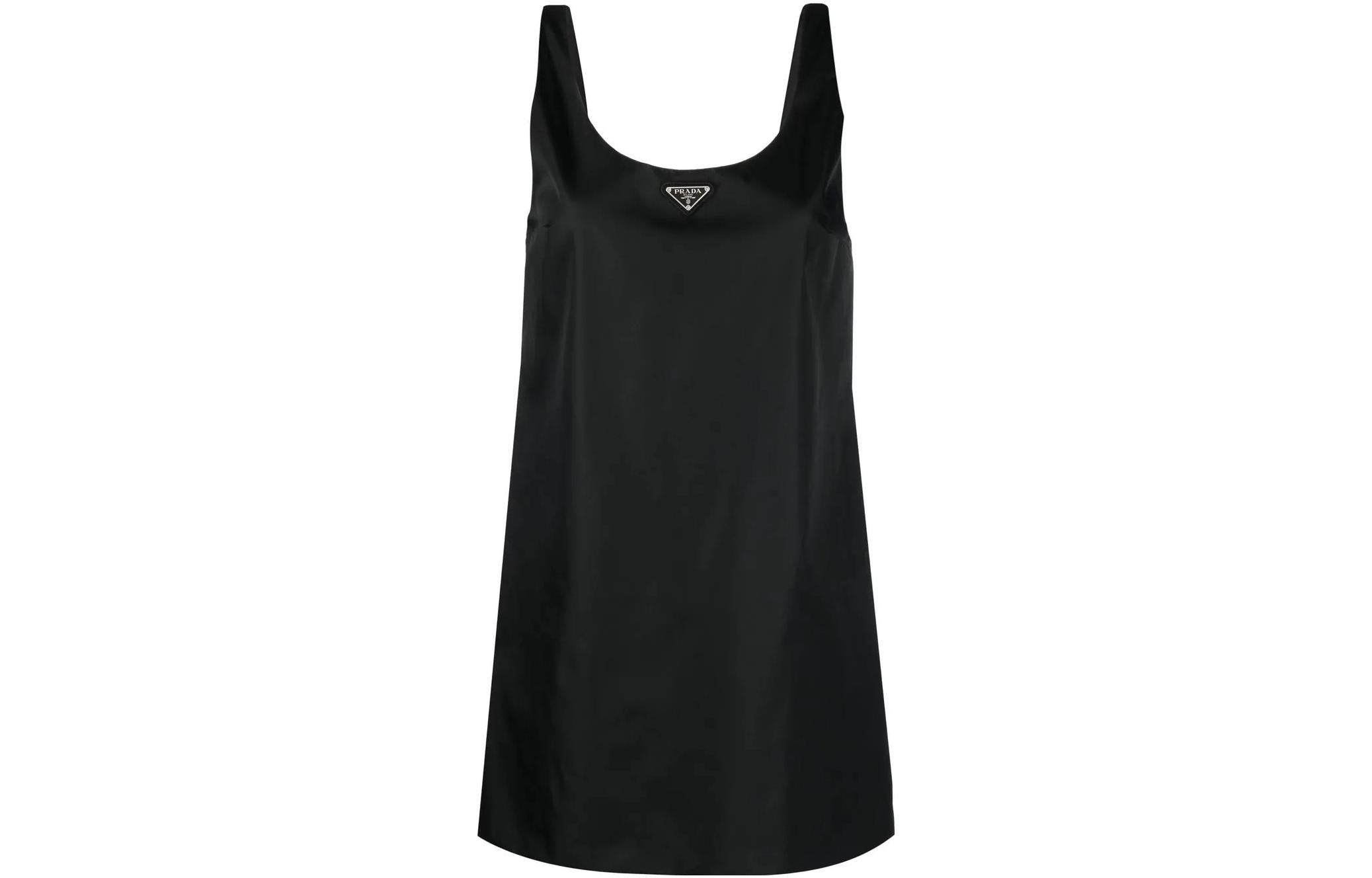 Order (Women) PRADA SS23  Black Nylon Sleeveless Dress with Triangle Logo. 230690-1WQ8-F0002-S-231