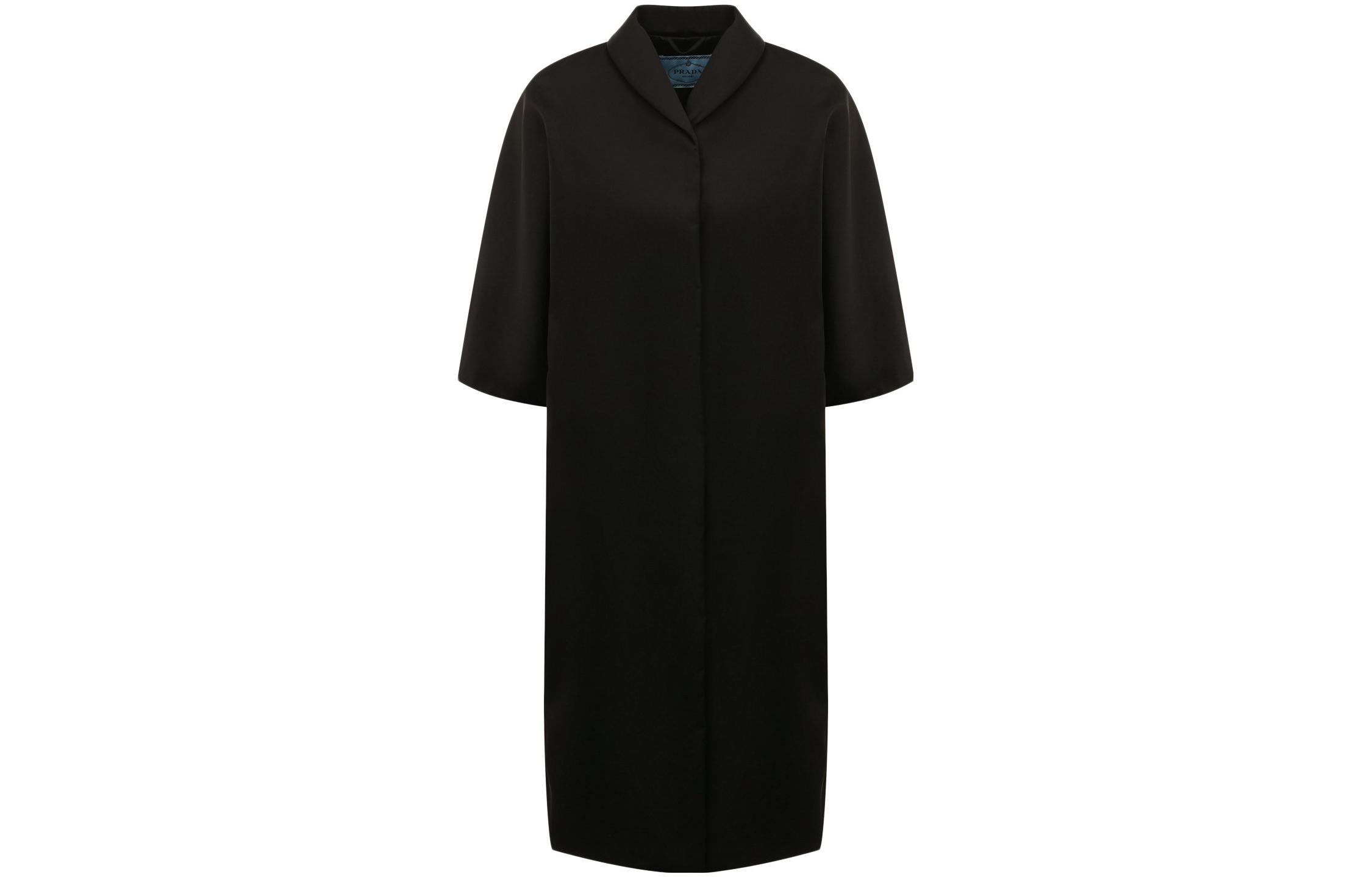 (Women) PRADA SS23  Black Solid Color Casual Midi Shirt Dress. 291899-1WQ8-F0002