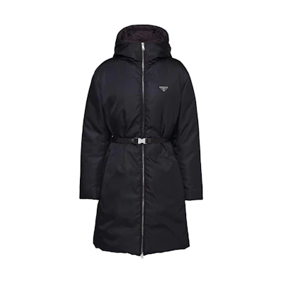 (Women) PRADA SS23 Black Solid Color Hooded Waist Drawstring Jacket 292077-1WQ8-F0002-S-222