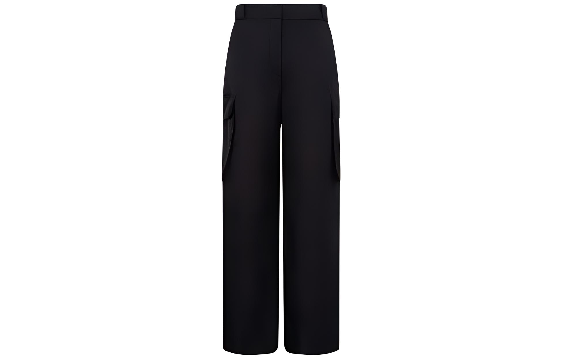 (Women) PRADA SS23  Black Straight-Leg Casual Pants with Logo. 22Y900-1WQ8-F0002-S-222