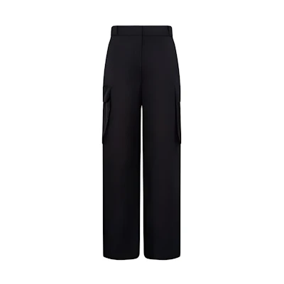 (Women) PRADA SS23 Black Straight-Leg Casual Pants with Logo. 22Y900-1WQ8-F0002-S-222