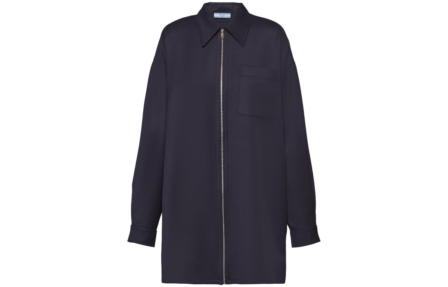 Order (W) プラダ SS23 ブルー 長袖 サンスクリーン シャツ 胸ポケット ジッパー付き P498F-108W-F0008-S-221