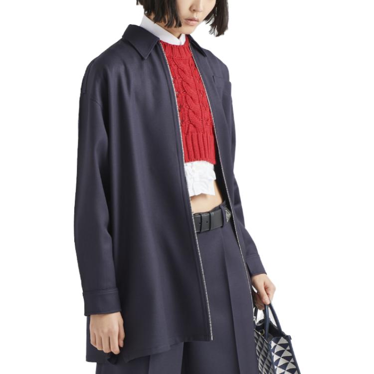 Purchase (W) プラダ SS23 ブルー 長袖 サンスクリーン シャツ 胸ポケット ジッパー付き P498F-108W-F0008-S-221