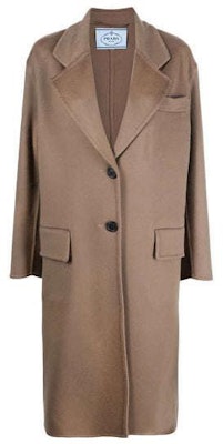 (Women) PRADA SS23 Camel Single-Breasted Collared Coat P669O-1XON-F0040 Buy (Women) PRADA SS23 Camel Single-Breasted Collared Coat P669O-1XON-F0040
