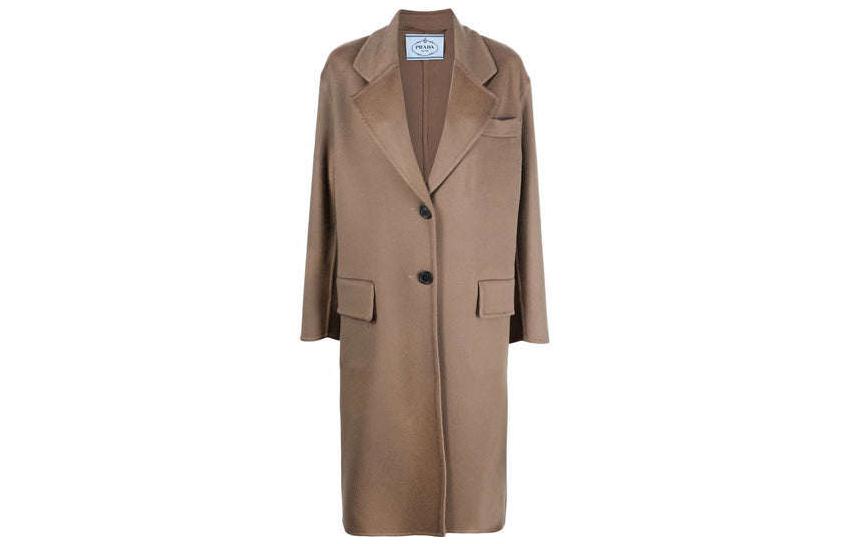Order (Women) PRADA SS23  Camel Single-Breasted Collared Coat P669O-1XON-F0040