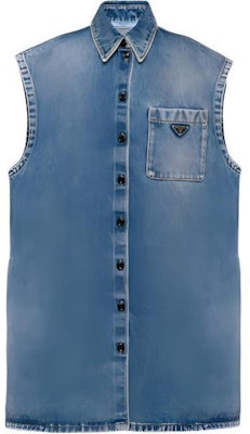(Women) PRADA SS23 Denim Wash Triangle Logo Vest - Denim Blue. GFC047-12O0-F0BAU-S-231 Buy (Women) PRADA SS23 Denim Wash Triangle Logo Vest - Denim Blue. GFC047-12O0-F0BAU-S-231
