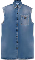 Order (Women) PRADA SS23 Denim Wash Triangle Logo Vest - Denim Blue. GFC047-12O0-F0BAU-S-231