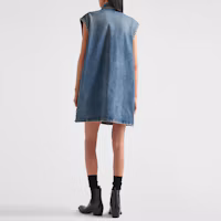 Lookbook (Women) PRADA SS23 Denim Wash Triangle Logo Vest - Denim Blue. GFC047-12O0-F0BAU-S-231