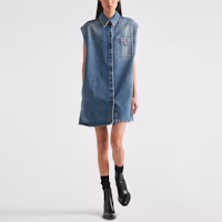 Shop (Women) PRADA SS23 Denim Wash Triangle Logo Vest - Denim Blue. GFC047-12O0-F0BAU-S-231