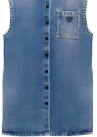 Details for (Women) PRADA SS23 Denim Wash Triangle Logo Vest - Denim Blue. GFC047-12O0-F0BAU-S-231