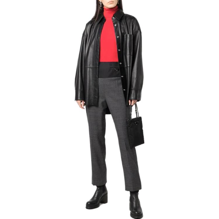 Lookbook (Women) PRADA SS23  Grey Solid Straight-Leg Casual Pants P259E-1Y3W-F0H16