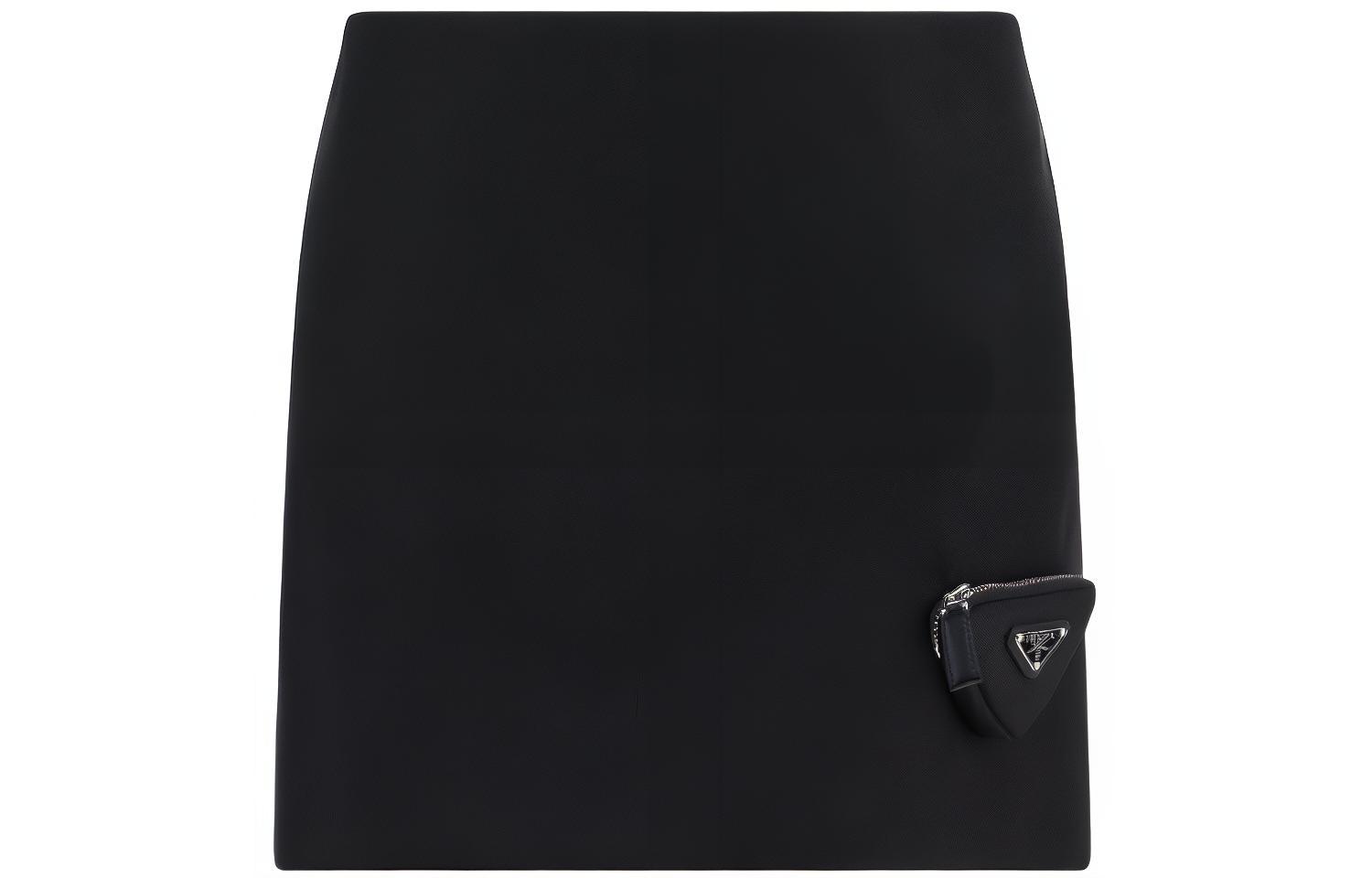 (Women) PRADA SS23  High-Waist Casual Mini Skirt in Solid Black 21X926-1WQ8-F0002