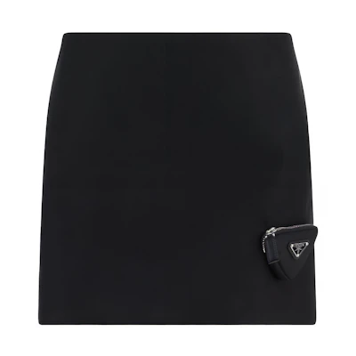 (Women) PRADA SS23 High-Waist Casual Mini Skirt in Solid Black 21X926-1WQ8-F0002