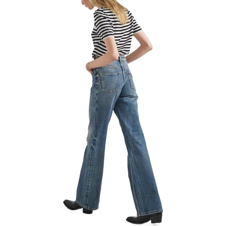 Shop (Women) PRADA SS23  High-Waist Light Blue Denim Jeans with Five Pockets. GFP492-12O0-F0BAU-S-231