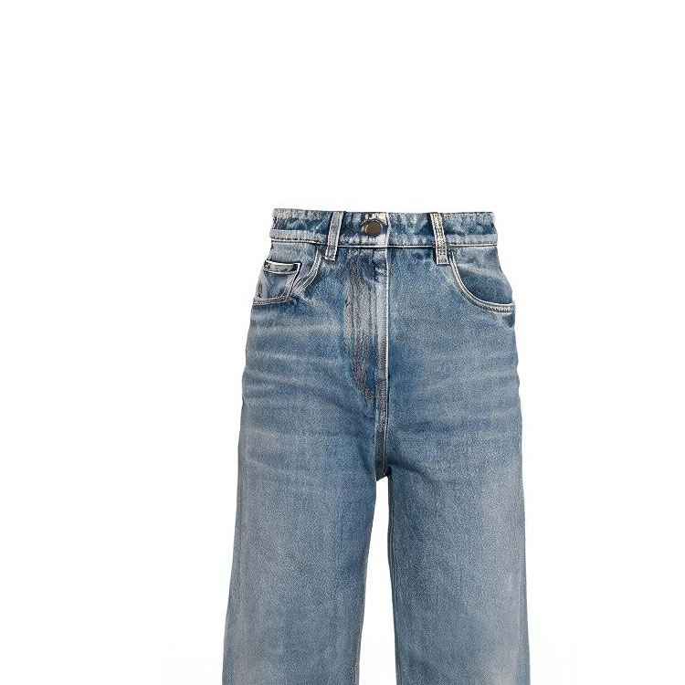 Purchase (Women) PRADA SS23  High-Waist Light Blue Denim Jeans with Five Pockets. GFP492-12O0-F0BAU-S-231