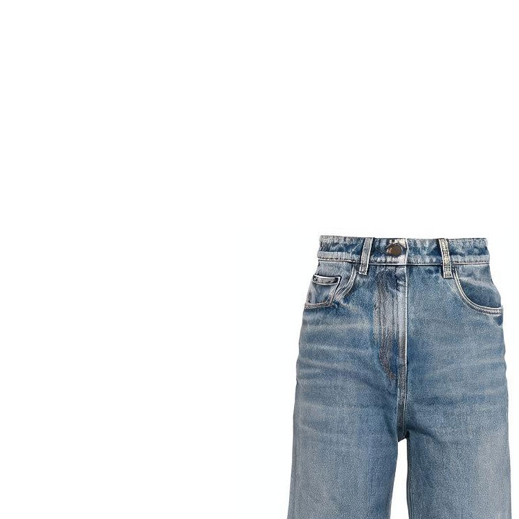 Cheap (Women) PRADA SS23  High-Waist Light Blue Denim Jeans with Five Pockets. GFP492-12O0-F0BAU-S-231