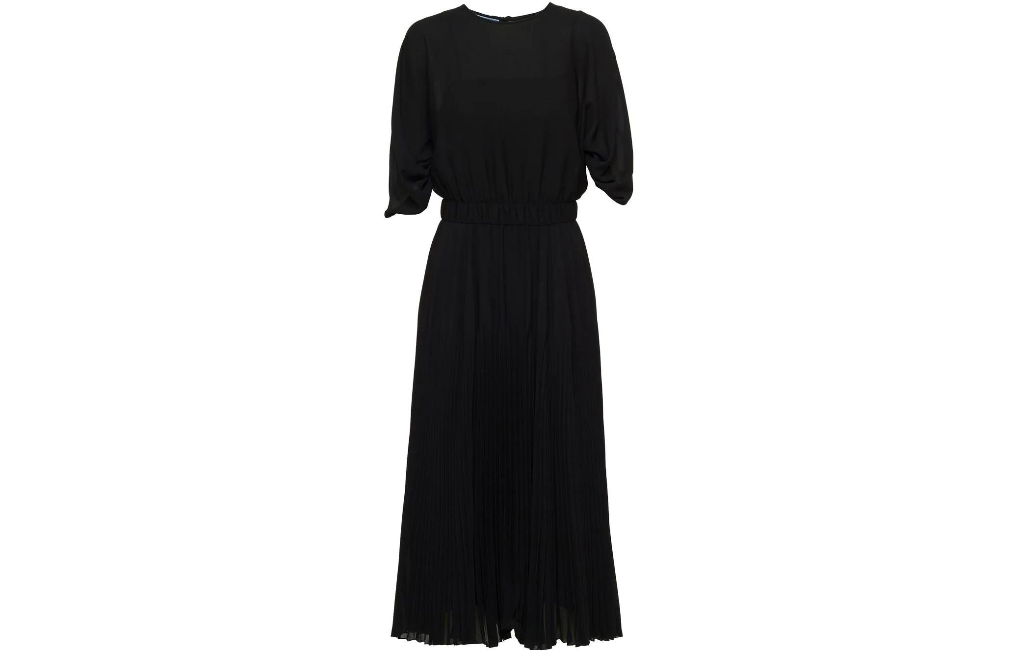 Order (W) 普拉达SS23高腰百褶A字短袖连衣裙黑色 P3I97K-12LK-F0002-S-231