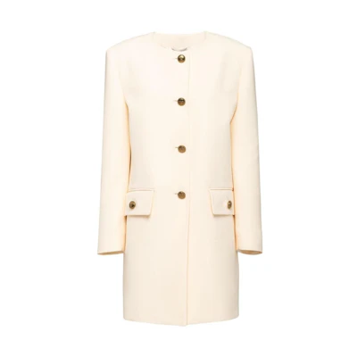 (Women) PRADA SS23 Ivory Wool Coat Outerwear Without Collar. P611Q-1EVU-F0018-S-231