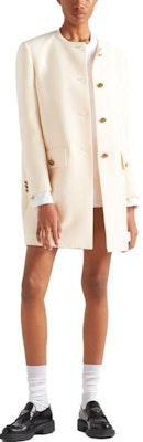 (Women) PRADA SS23 Ivory Wool Coat Outerwear Without Collar. P611Q-1EVU-F0018-S-231 Lookbook (Women) PRADA SS23 Ivory Wool Coat Outerwear Without Collar. P611Q-1EVU-F0018-S-231
