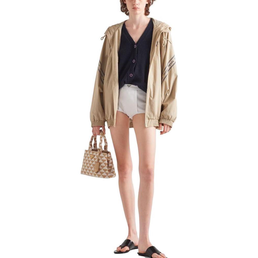 Lookbook (Women) PRADA SS23  Khaki Letter Print Hooded Zip-Up Jacket 29C119-1128-F0241-S-231