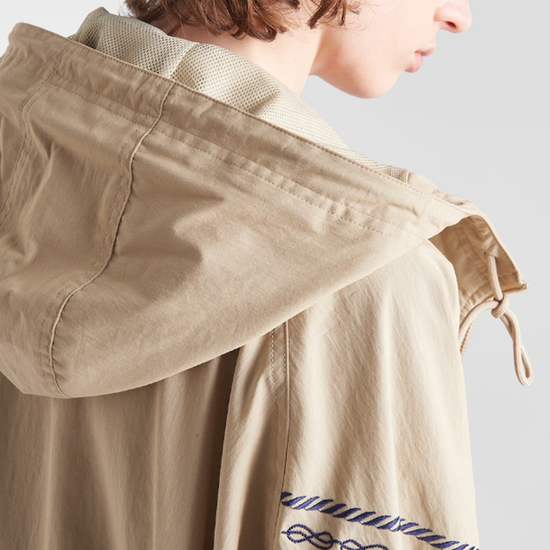 Details for (Women) PRADA SS23  Khaki Letter Print Hooded Zip-Up Jacket 29C119-1128-F0241-S-231